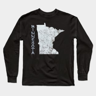 Minnesota Winter State Map with Snow-covered Trees Long Sleeve T-Shirt
